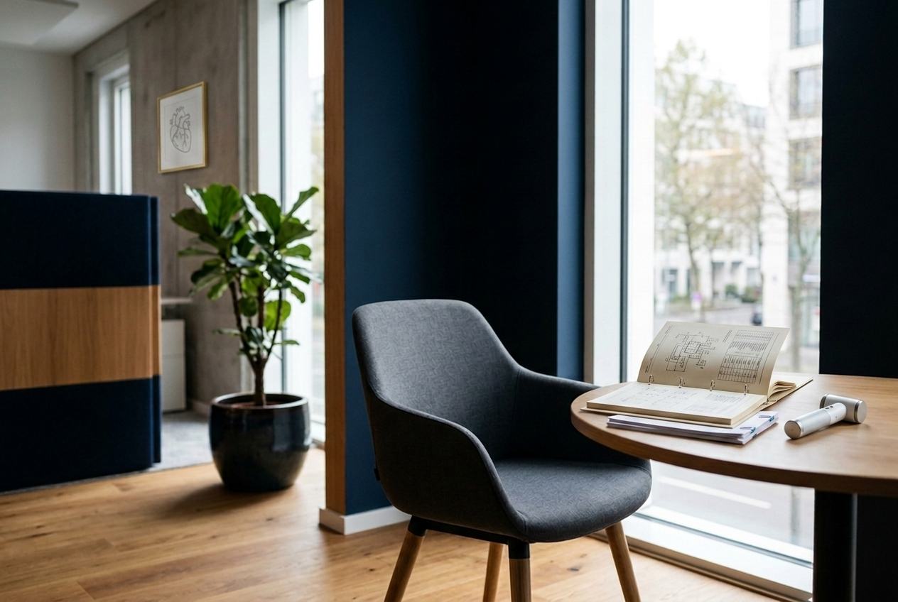 Office desk by a window